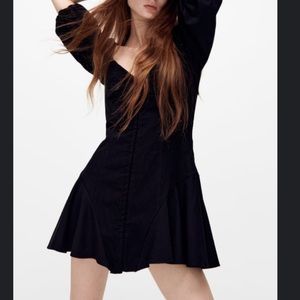 Zara black SWEETHEART NECKLINE DRESS size M corseted